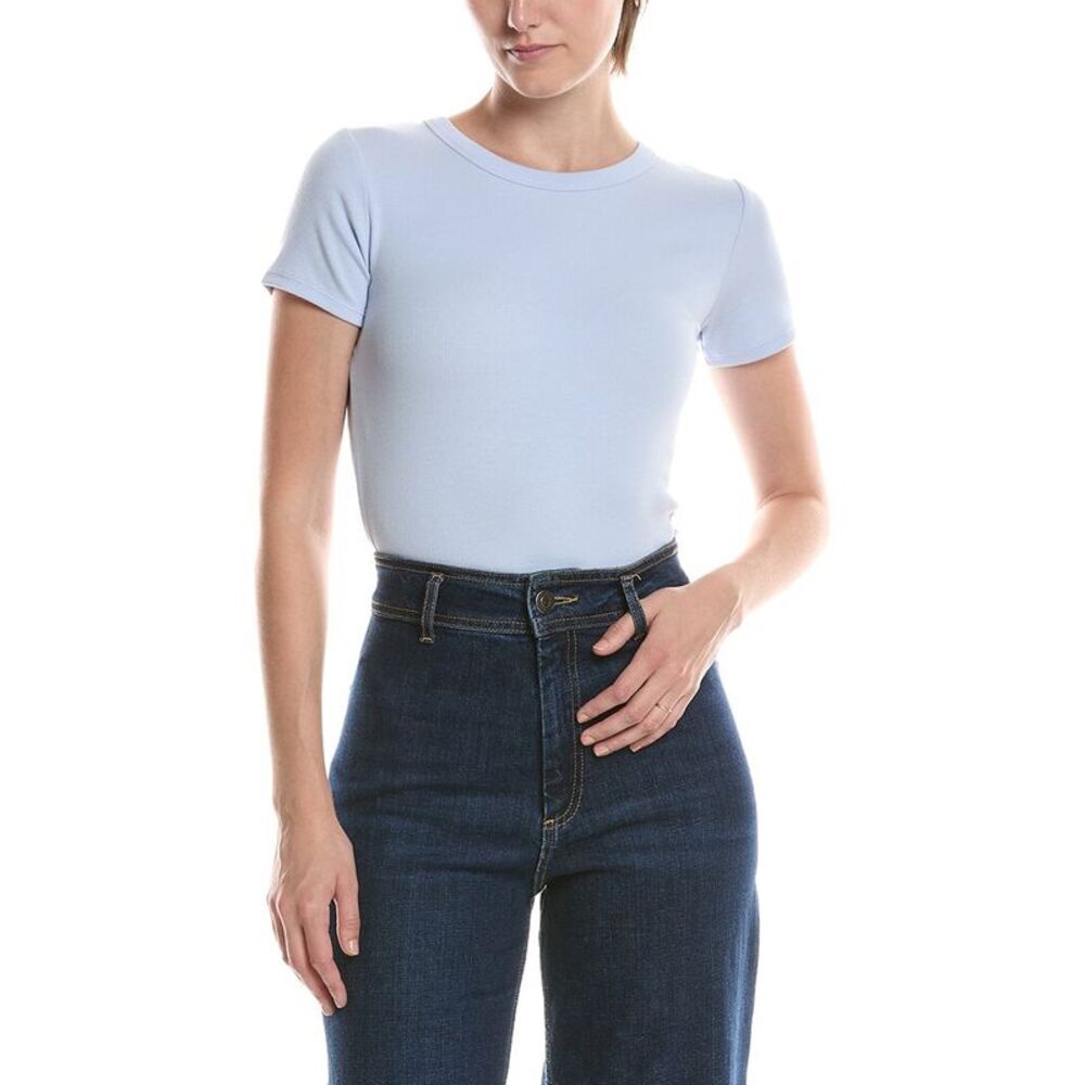 Nic & Zoe Womens Perfect Knit Rib Crew T-Shirt, Blue